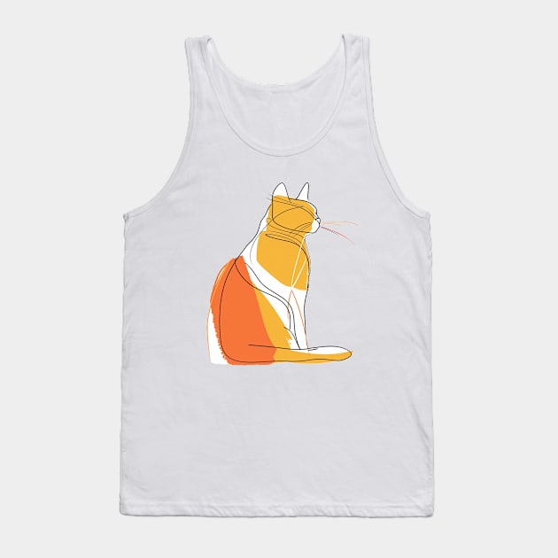 Minimal Cat Art Tank Top by Pastel Craft